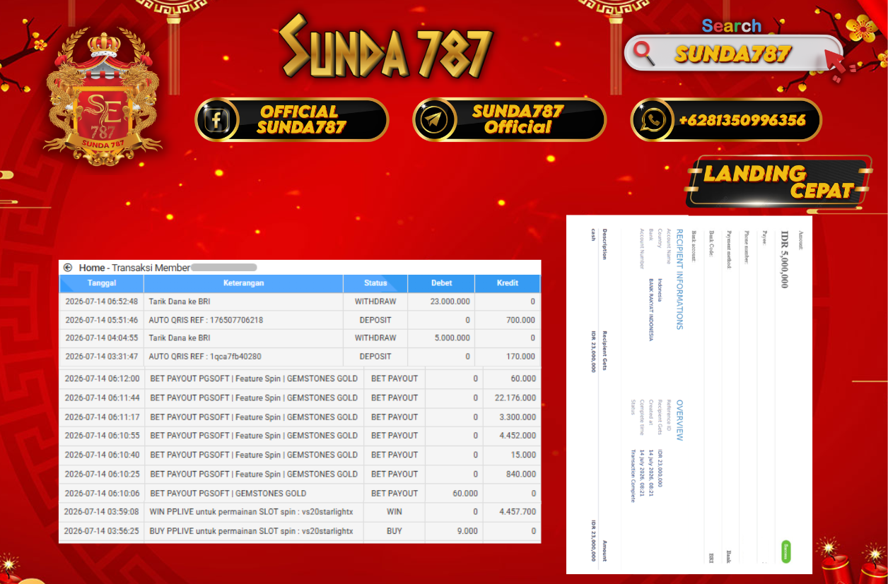 SUNDA787 Jackpot Slot Gemsstone Gold